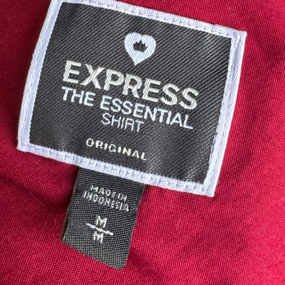 Express Medium Red Essentials Button Polo Shirt - image 6